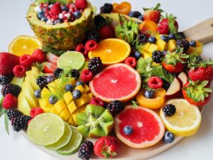 Fruits are very important for people to eat in a day.